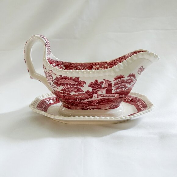 Copeland Spode Tower Vintage Gravy Boat with Attached Saucer - Picture 3 of 12